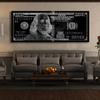 100 Bill Silver Canvas Art - Money Benjamin Franklin Hundred Cash Home Decor Print Poster Painting Small 20x8" / 0.75" | Sense Canvas view 3