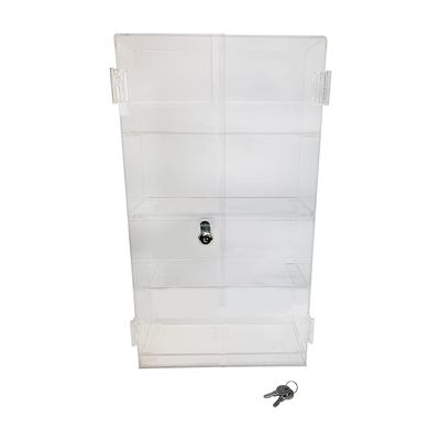 DBM IMPORTS 4-Compartment Clear Acrylic Countertop Display Case Locking Cabinet with Fixed Shelving