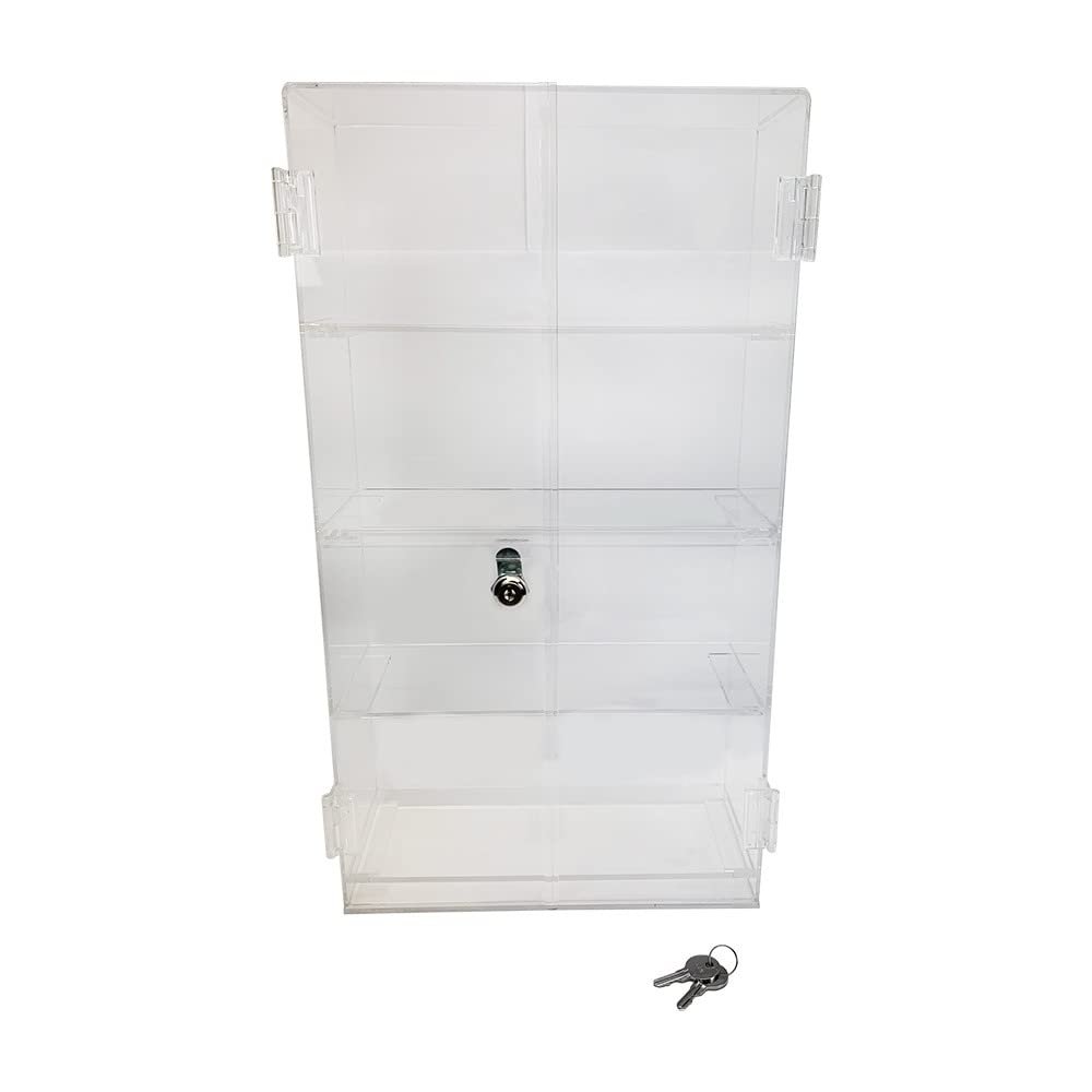DBM IMPORTS 4-Compartment Clear Acrylic Countertop Display Case Locking Cabinet with Fixed Shelving