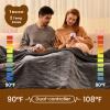 Bearhug Electric Blanket Queen Size 84" x 90", Dual Controllers Grey Heated Blanket, Velvet & Sherpa, 10-Heating Level & 1-12H Auto Off, Over-Heat Protect, ETL, Machine Washable view 3