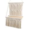 DUO ER Macrame Wall Hanging Planter Basket Wooden Shelf Handmade Woven Boho Style Planter Hanger Tapestry for Farmhouse Dorm Room Decor view 1