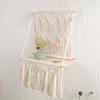 DUO ER Macrame Wall Hanging Planter Basket Wooden Shelf Handmade Woven Boho Style Planter Hanger Tapestry for Farmhouse Dorm Room Decor view 2