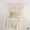 DUO ER Macrame Wall Hanging Planter Basket Wooden Shelf Handmade Woven Boho Style Planter Hanger Tapestry for Farmhouse Dorm Room Decor view 4