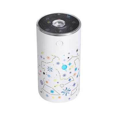 Grafken Humidifier with Starry Sky Projector Humidifier Small Car Home Silent Bedroom Portable Night Light Creative Children's Room Office Desktop Girl Room (Color : White)