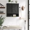 Reettic 23.6x27.6 inch Farmhouse Medicine Cabinet with 2 Barn Doors, Large Bathroom Cabinet Wall Mount with Adjustable Shelf, Over The Toilet Storage for Bathroom, Living Room, Kitchen, Black BMGZ103B view 4