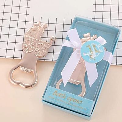 Crysdaralovebi 20 pcs/lot Wedding Favors Blue Baby Carriage Bottle Opener (blue)