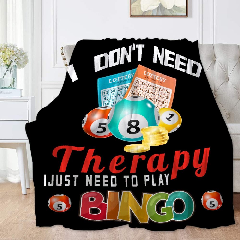 SANBOBO I Don't Need Therapy, I Just Need to Bingo Flannel Fleece Blanket Throw Couch Microfiber Soft Cozy Lightweight Luxury Bed Blanket 120"x90"for Family