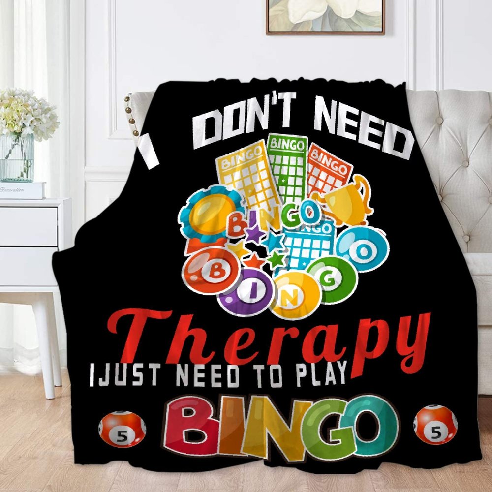 SANBOBO I Don't Need Therapy, I Just Need to Bingo Flannel Fleece Blanket Throw Couch Microfiber Soft Cozy Lightweight Luxury Bed Blanket 120"x90"for Family