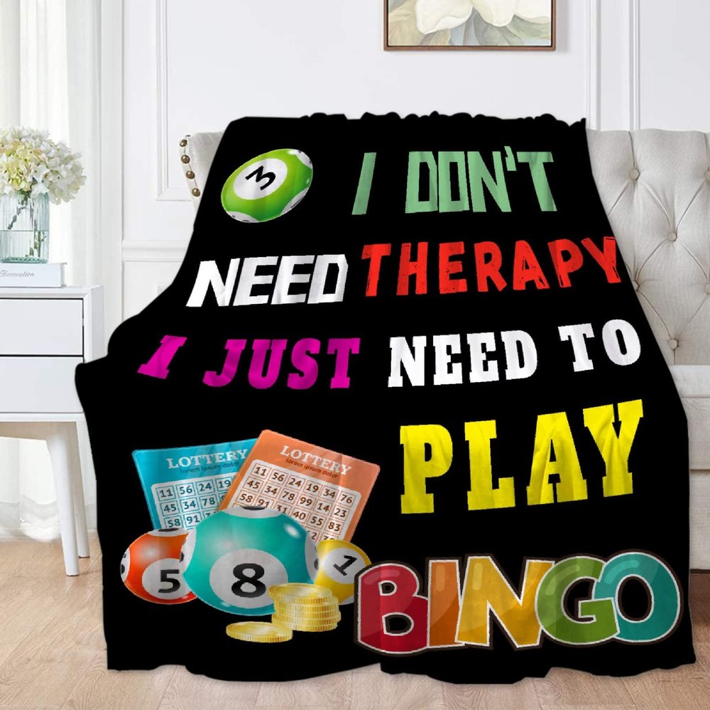 SANBOBO I Don't Need Therapy, I Just Need to Bingo Flannel Fleece Blanket Throw Couch Microfiber Soft Cozy Lightweight Luxury Bed Blanket 120"x90"for Family