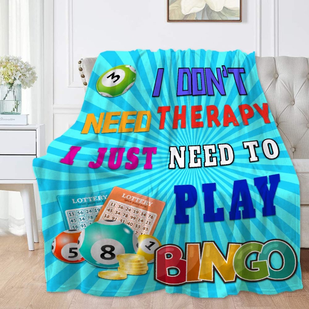 SANBOBO I Don't Need Therapy, I Just Need to Bingo Flannel Fleece Blanket Throw Couch Microfiber Soft Cozy Lightweight Luxury Bed Blanket 120"x90"for Family