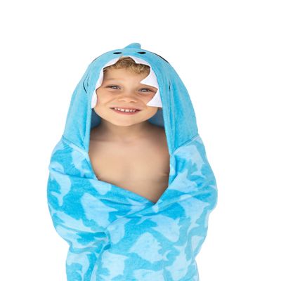 Softlux SoftLux Kids Bath Towel - Large 36x47 in., Blue, 100% Cotton, Shark Print Hooded Terry Towel for Bath, Swimming, Beach/Hooded Towels & Bath Sheets (KidHDTwlShark)