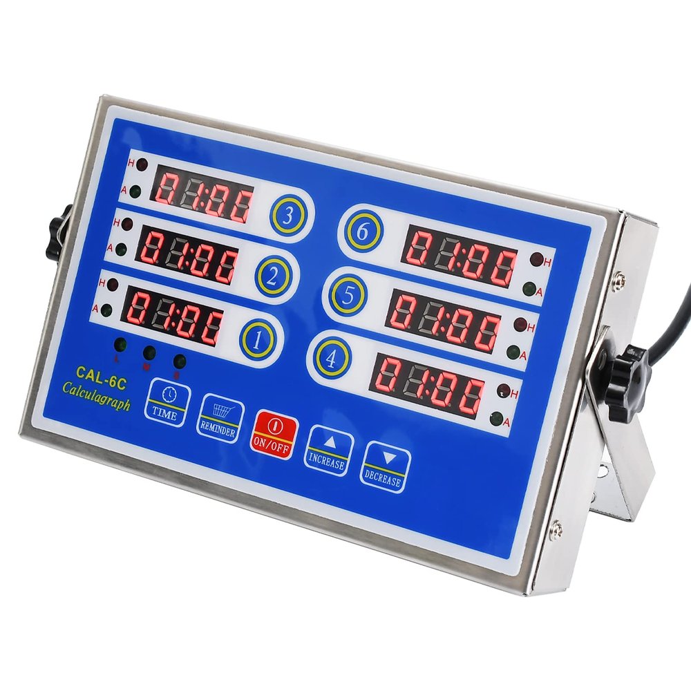 YOOYIST Kitchen Timers for Cooking 6 Channel Commercial Kitchen Timer Restaurant Kitchen Supplies Stainless Steel LED Technology Kitchen Timer Digital Reminder Function, Loud Alarm, Blue
