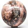 2.3" 240g Orange Black Orbicular Orbs Ryolite Sphere Polished Natural Leopard Skin Conglomerate Jasper Gemstone Crystal Mineral Ball - Madagascar + Stand view 2