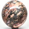 2.3" 240g Orange Black Orbicular Orbs Ryolite Sphere Polished Natural Leopard Skin Conglomerate Jasper Gemstone Crystal Mineral Ball - Madagascar + Stand view 4
