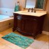 Almond Tree Bathroom Mat & Hand Towel (2-Piece Set) - Fine Art Print Bathroom Floor Mats - Micro Fiber (Teal) Decorative Bath Set -Soft Flannel Top & Memory Foam Machine Washable Bath Mat Set view 2