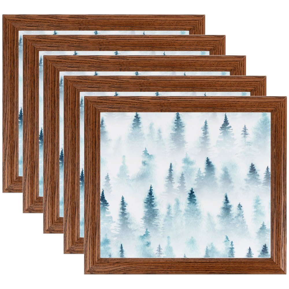 ArtToFrames 10x20 Inch Brown Picture Frame, 5 - Pack, This 1.25 inch Custom Wood Poster Frame is Walnut, Comes with Regular Glass (Frame_Pack_5_0066-59504-YWAL-10x20)