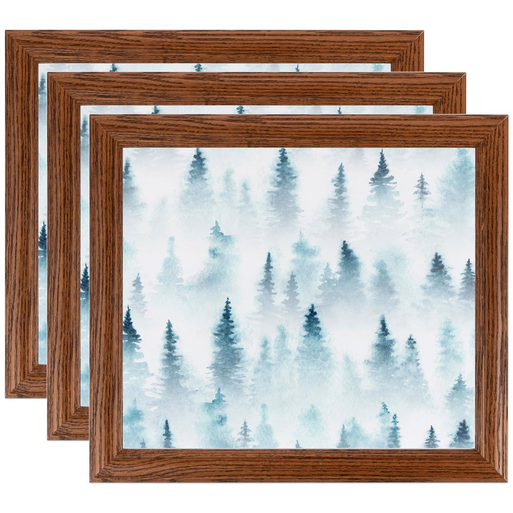 ArtToFrames 8x20 Inch Brown Picture Frame, 3 - Pack, This 1.25 inch Custom Wood Poster Frame is Walnut, Comes with Regular Glass (Frame_Pack_3_0066-59504-YWAL-8x20)