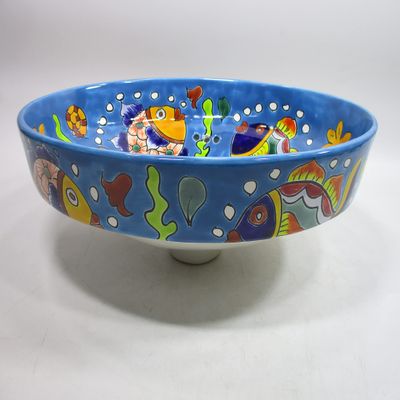 17" TALAVERA SINK drop in (semi-recessed) mexican handmade hand painted ceramic