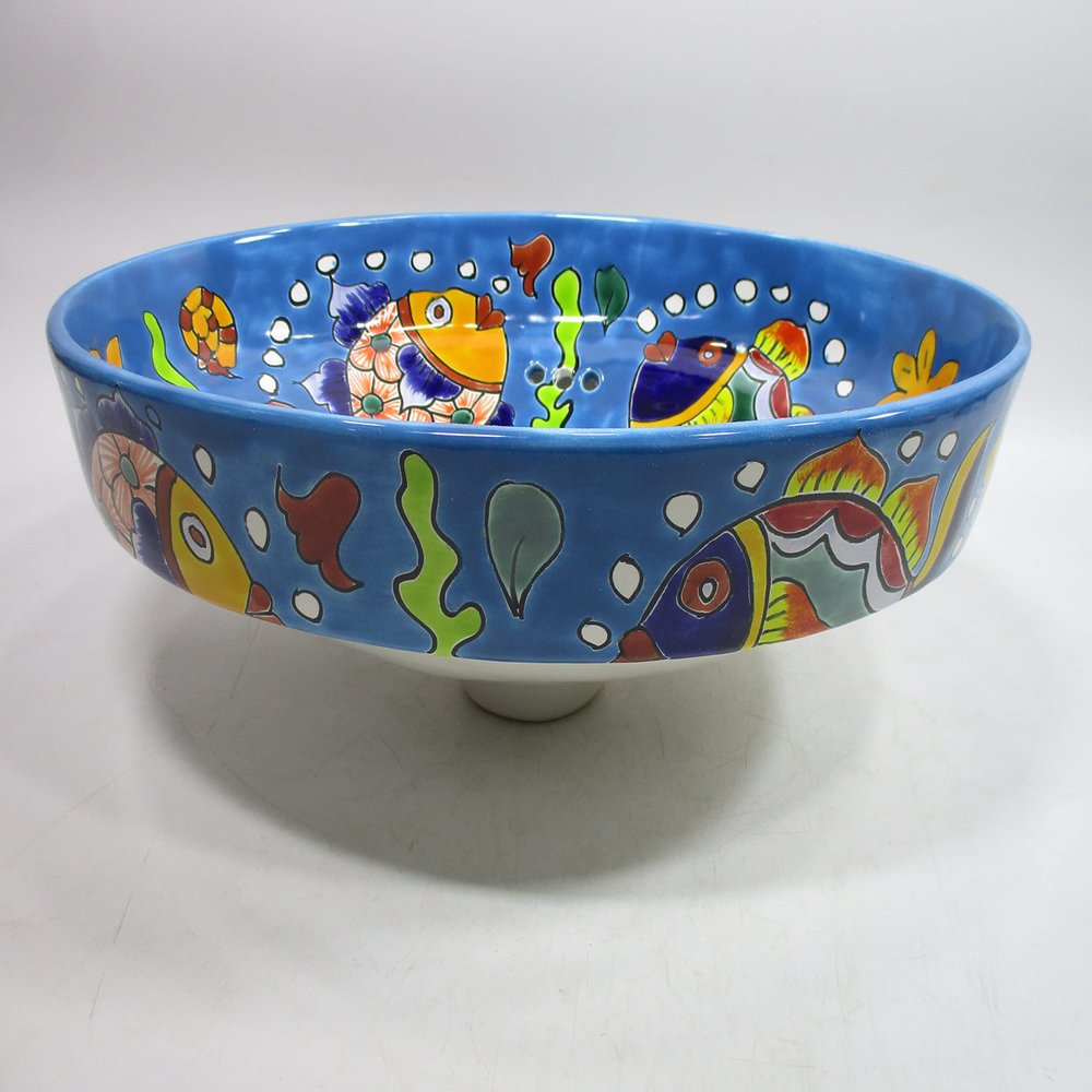17" TALAVERA SINK drop in (semi-recessed) mexican handmade hand painted ceramic