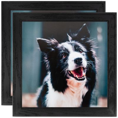 ArtToFrames 5x5 Inch Black Picture Frame, 2 - Pack, This 1.50 inch Custom Wood Poster Frame is Black, Comes with Regular Glass (Frame_Pack_2_0066-80206-YBLK-5x5)