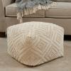 Unknown1 Cotton Floor Pouf with Handloom Design Tan Textured Modern Contemporary Removable Cover view 1