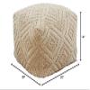 Unknown1 Cotton Floor Pouf with Handloom Design Tan Textured Modern Contemporary Removable Cover view 2