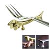 ASDUU Gold Silver Chopsticks Holder Rest Rack, Restaurants Tableware Decorative Holder,6 Pack Cute Dog Shape Chopsticks Rests, Metal Knife Stand Spoon Fork Rack (Gold) view 2