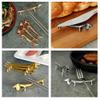 ASDUU Gold Silver Chopsticks Holder Rest Rack, Restaurants Tableware Decorative Holder,6 Pack Cute Dog Shape Chopsticks Rests, Metal Knife Stand Spoon Fork Rack (Gold) view 3
