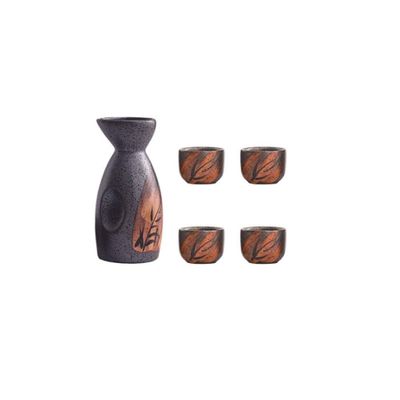 5-part Handpainted Ceramic Sake Set, Japanese Sake Mug Warm Wine Pot Traditional Cooks Wine Glasses Crafting Gift