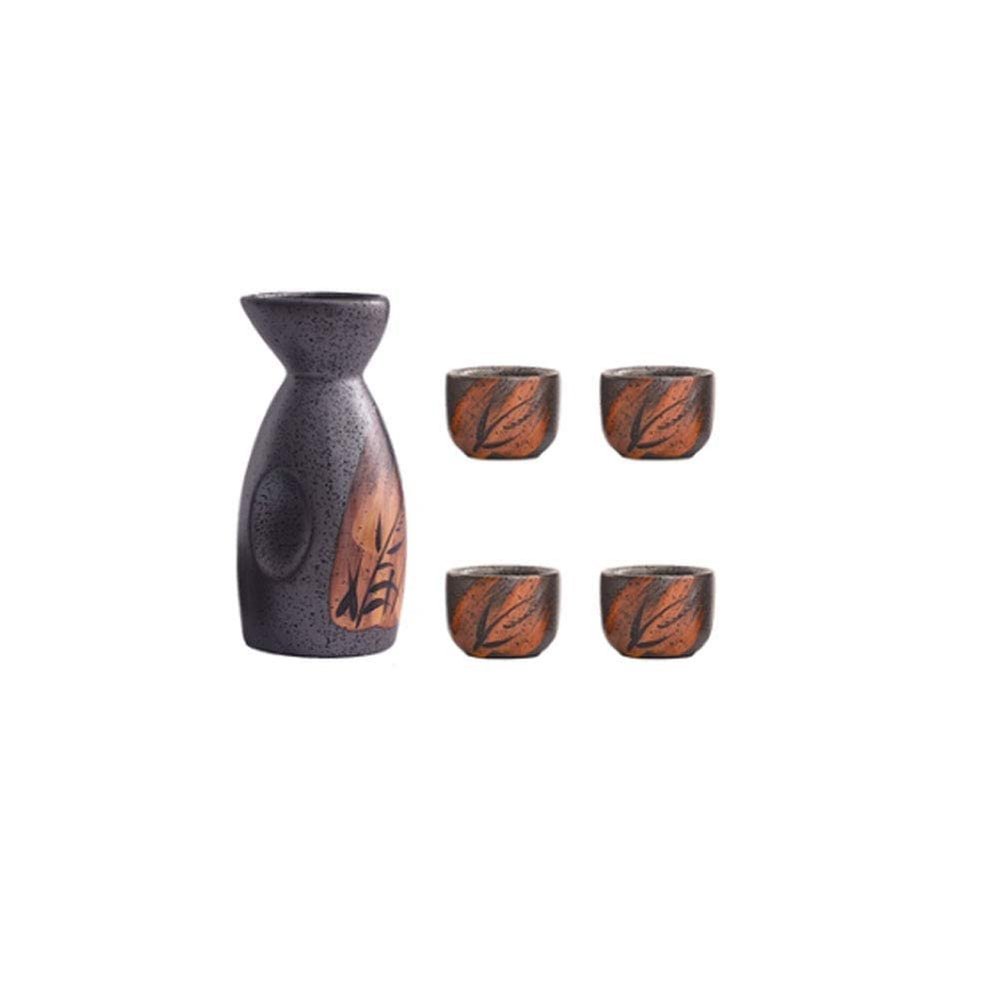 5-part Handpainted Ceramic Sake Set, Japanese Sake Mug Warm Wine Pot Traditional Cooks Wine Glasses Crafting Gift