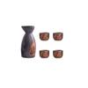 5-part Handpainted Ceramic Sake Set, Japanese Sake Mug Warm Wine Pot Traditional Cooks Wine Glasses Crafting Gift view 1