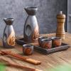5-part Handpainted Ceramic Sake Set, Japanese Sake Mug Warm Wine Pot Traditional Cooks Wine Glasses Crafting Gift view 3