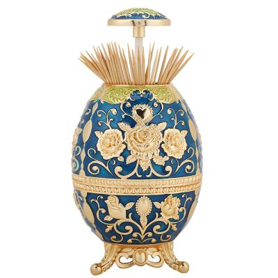 Toothpick Box, Metal Tin Alloy Toothpick Holder Automatic with Flower Pattern for Office Use for Kitchen for Home Decoration(Jinlan Jinhua)