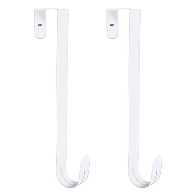 GameXcel 2 Pcs 15" Wreath Hanger for Front Door - Large Wreath Metal Hook for Christmas Wreath Over The Door Hanger - White