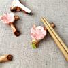 ASDUU 4 Pcs Ceramic Chopstick Stand Rest Rack, Cherry Blossom Spoon Fork Holder, Knife Holder Set for Daily Use, Chopstick Rest view 2