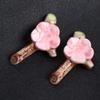 ASDUU 4 Pcs Ceramic Chopstick Stand Rest Rack, Cherry Blossom Spoon Fork Holder, Knife Holder Set for Daily Use, Chopstick Rest view 3