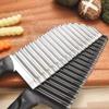 crinkle cutter wavy knife Potato Wave Knife Cutting Potato Knife Kitchen Household Cauliflower Fancy Cutter Potato Slicing Tool potato crinkle cutter (Color : A) view 4
