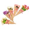 Cabilock 5pcs Lifelike Artificial Flower Bouquets Kraft Wrapping for Wedding and Festival Decor Realistic False Flowers Ornaments for Home and Party Centerpieces view 1