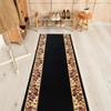 Custom Size Flower Bordered Design Black Gold Color Rubber Backed Non-Slip Hallway Stair Runner Rug Carpet 31 Inch Wide by Your Length 31in x 31ft view 3