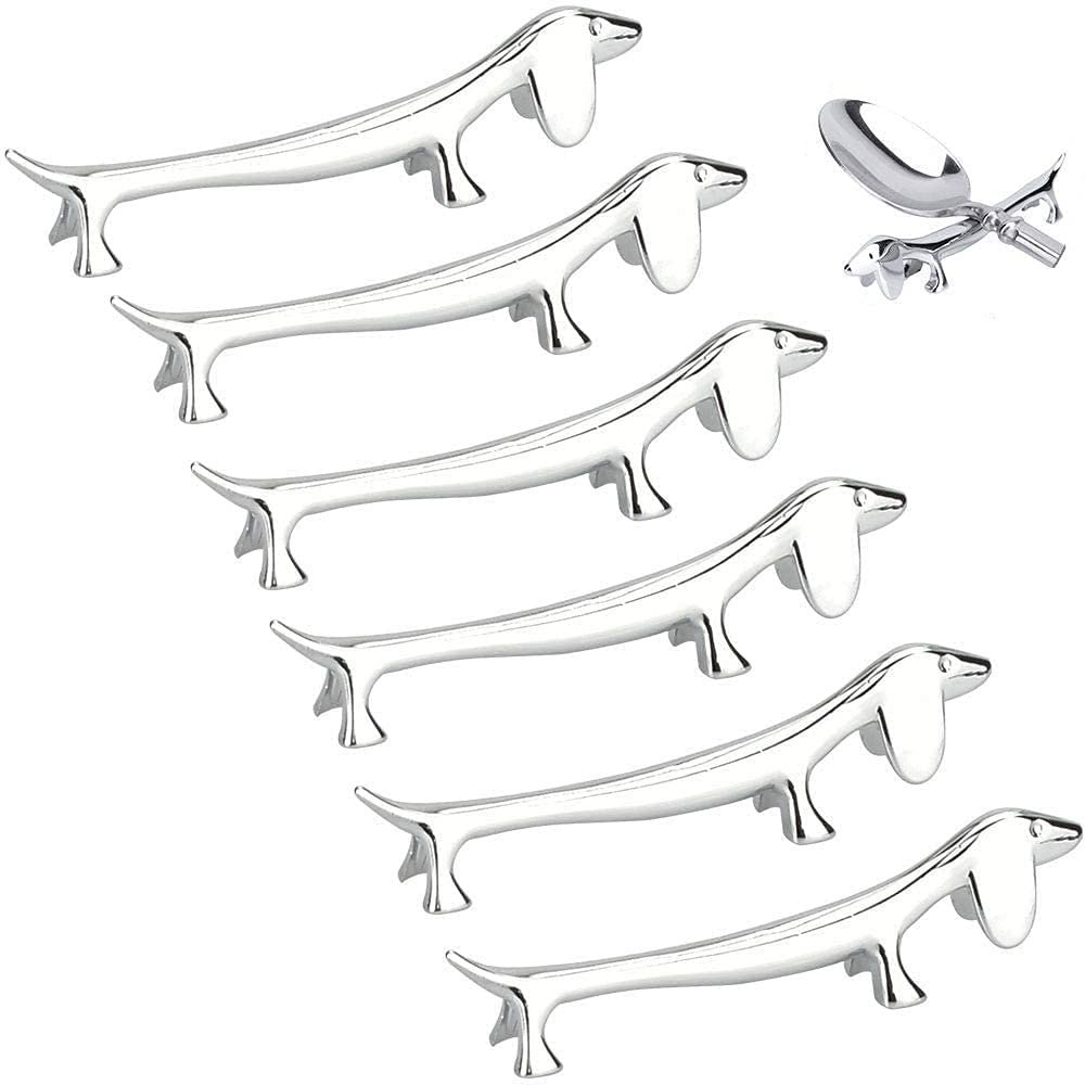 6 Pcs Chopsticks Rest, Little Dog Chopsticks Holder, Dachshund Knife Rest Zinc Alloy Fork Stand Spoon Tableware Rack, Holder Utensil Cutlery Stand, Table Dinning Tool