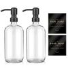 ARKTEK 2 Pack Refillable Glass Soap Dispenser - Rust Proof Stainless Steel Pump, 17 Oz/ 500 ML, Black view 1