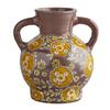 47th & Main Glazed Terracotta Vase, Short, Colorful Floral, 2-Handled view 1