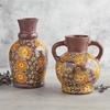 47th & Main Glazed Terracotta Vase, Short, Colorful Floral, 2-Handled view 2