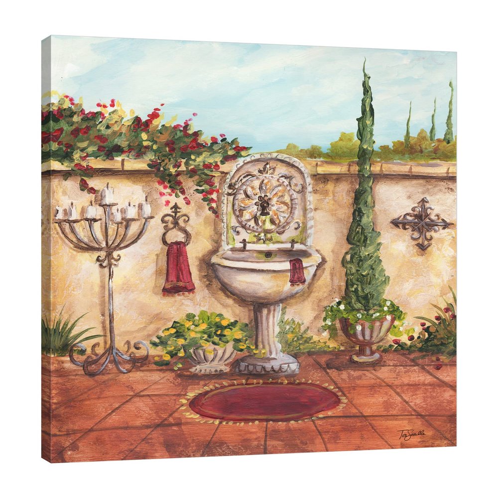 Jaxson Rea "Secret Garden: Bath Fountain Gallery Wrapped Canvas by Tre Sorelle Studios, 24" x 30"