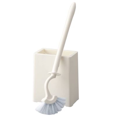 WYDNX Useful Soft Brush Toilet BrushToilet Brush and Holder for BathroomDeep-Cleaning Toilet Scrub Brush with Curved Brush HeadWhite Hands-on