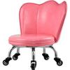 Kelendle Seat Stool with Wheels - Kids Chair Roller Leather Seats with Backrest Rolling Swivel Stool Short Stool Chair for Home Office Pink view 1
