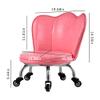 Kelendle Seat Stool with Wheels - Kids Chair Roller Leather Seats with Backrest Rolling Swivel Stool Short Stool Chair for Home Office Pink view 3