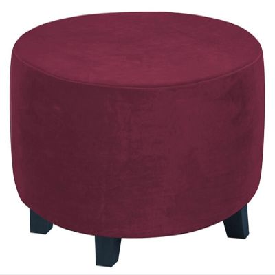 GLSUDG Elastic Ottoman Slipcover, Round Storage Stool Ottoman Covers,Footstool Protector Covers,Velvet Fabric (Color : H, Size : 50-58cm)