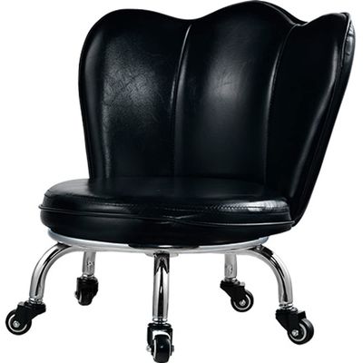 Kelendle Seat Stool with Wheels - Kids Chair Roller Leather Seats with Backrest Rolling Swivel Short Stool Chair for Home Office Black