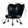 Kelendle Seat Stool with Wheels - Kids Chair Roller Leather Seats with Backrest Rolling Swivel Short Stool Chair for Home Office Black view 3